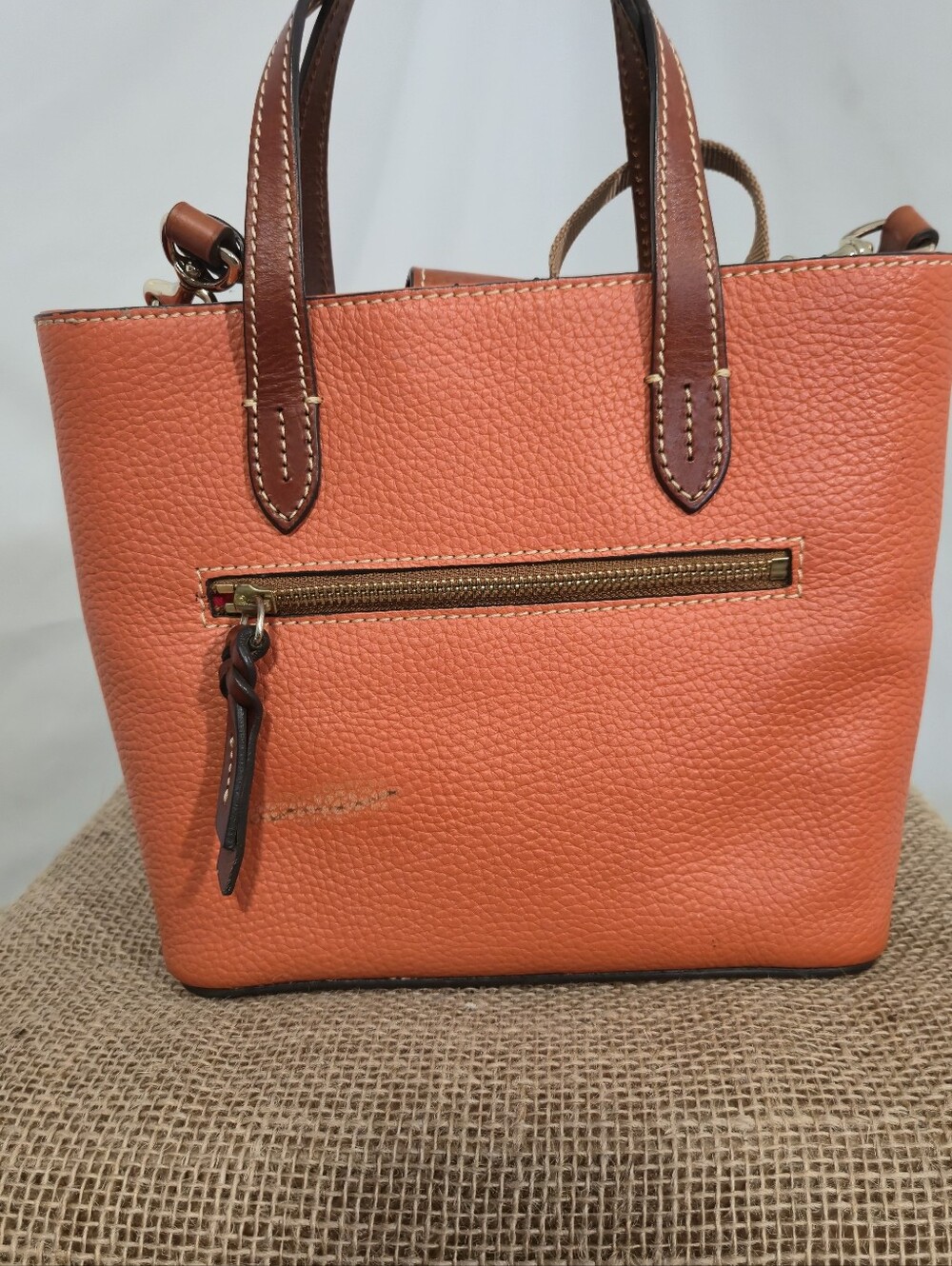 Dooney & Bourke Pebble Leather Orange Tote - Picture 5 of 13
